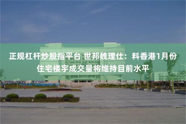 正规杠杆炒股指平台 世邦魏理仕：料香港1月份住宅楼宇成交量将维持目前水平